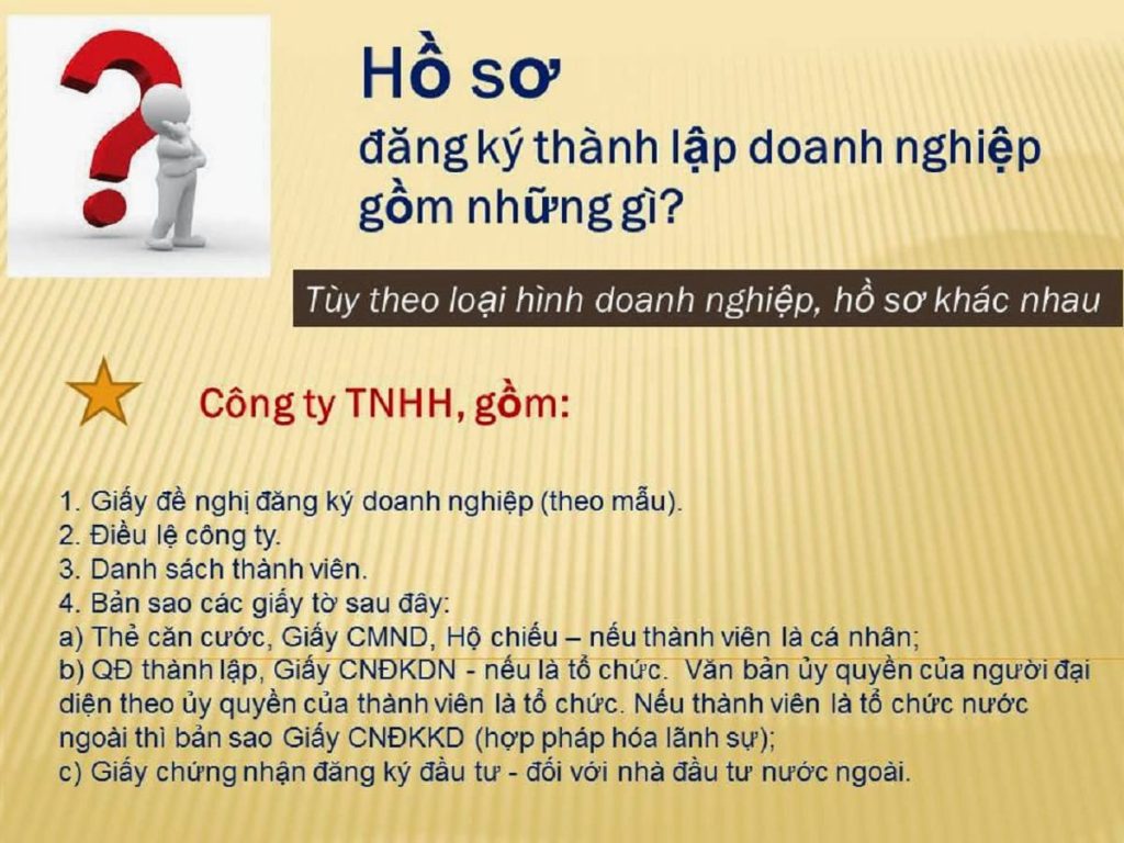 Hồ sơ đăng ký thành lập công ty tnhh